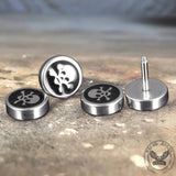 Round Stainless Steel Skull Stud Earring | Gthic.com