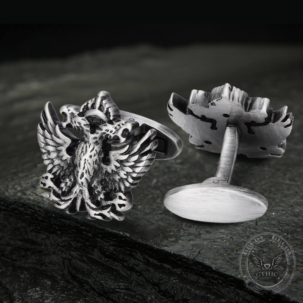 Royal Double-headed Eagle Brass Cufflink 04 Silver | Gthic.com