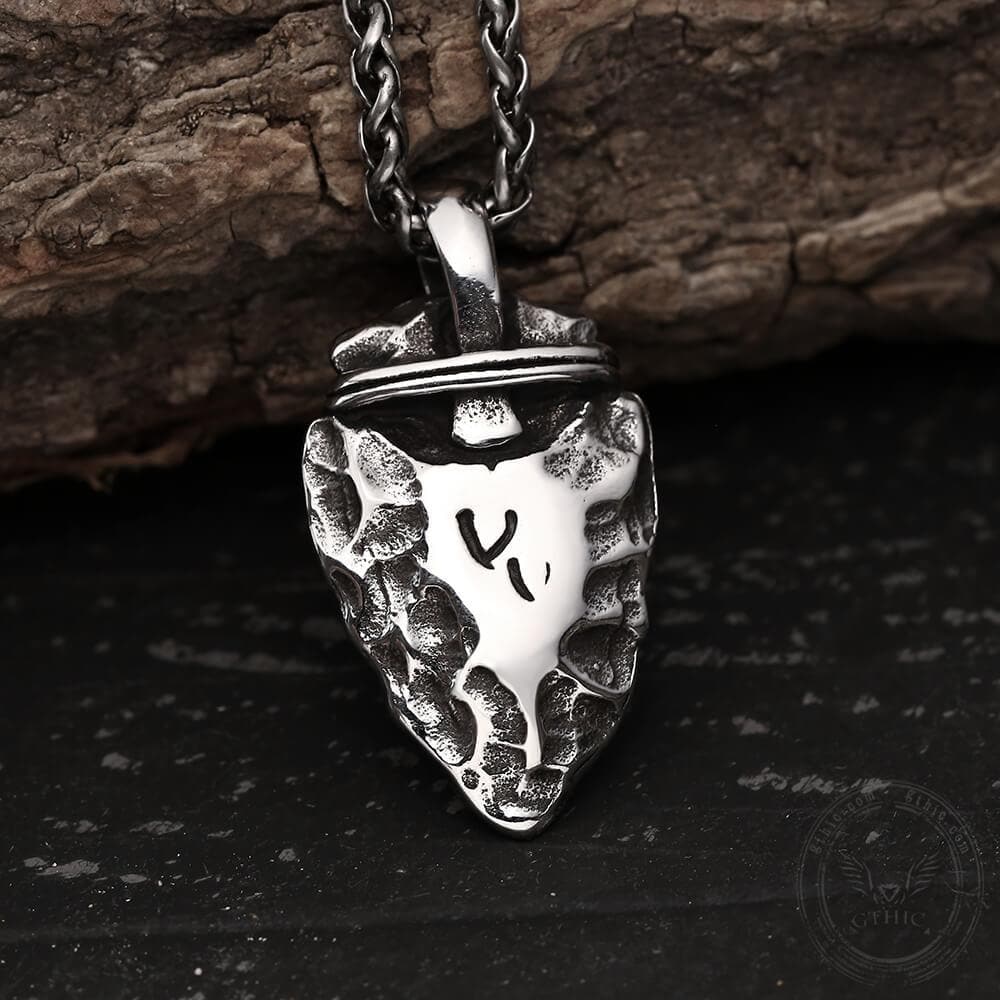 Rune Stone Arrow Stainless Steel Viking Pendant | Gthic.com