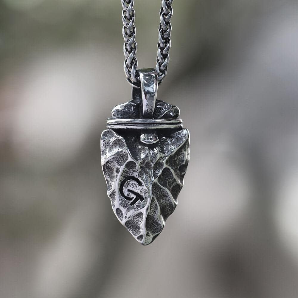 Rune Stone Arrow Stainless Steel Viking Pendant | Gthic.com