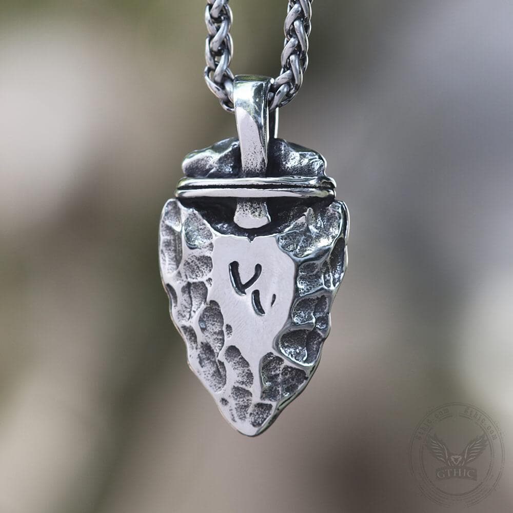 Rune Stone Arrow Stainless Steel Viking Pendant | Gthic.com