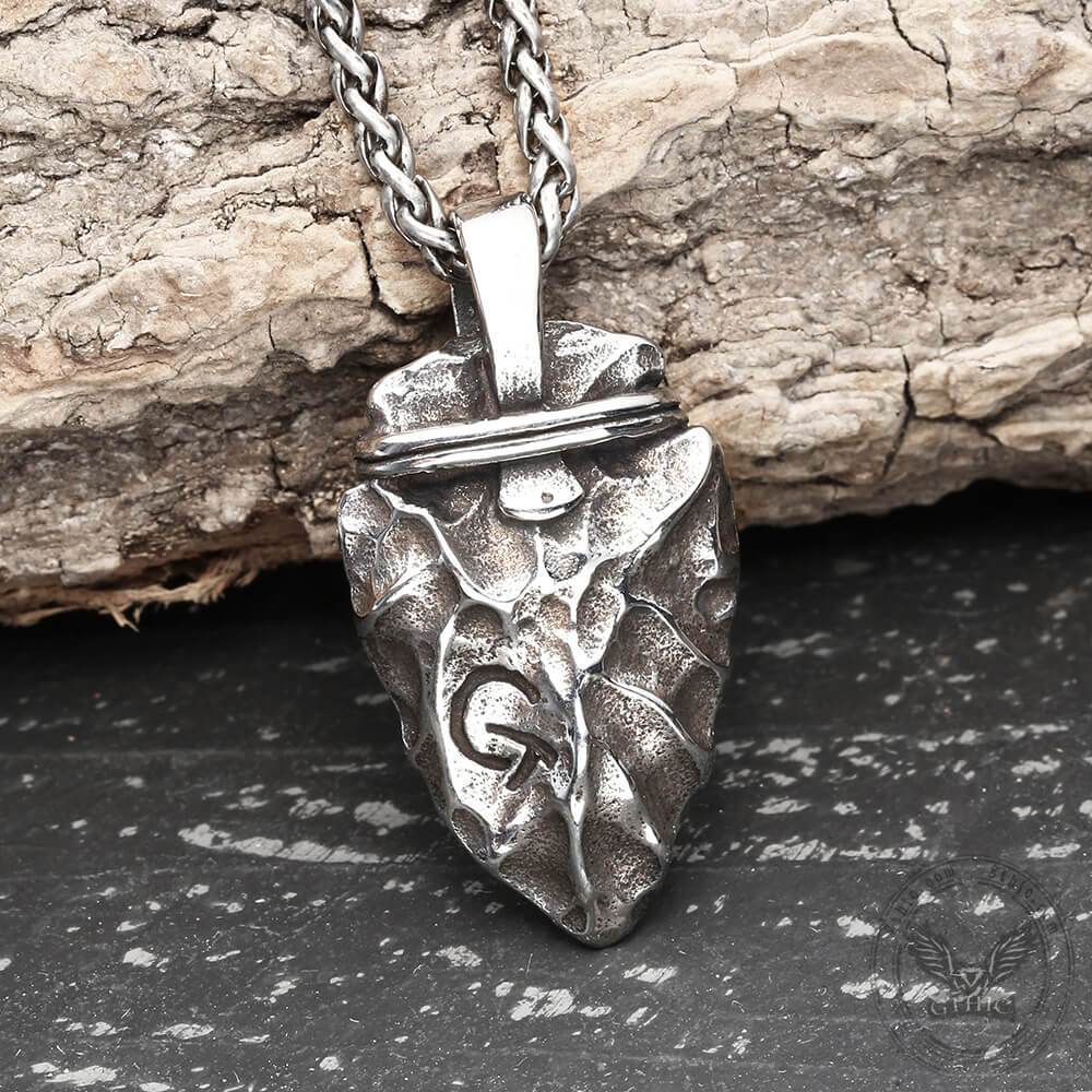Rune Stone Arrow Stainless Steel Viking Pendant | Gthic.com