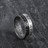 Runes Black Stone Stainless Steel Ring03 | Gthic.com