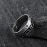 Runes Black Stone Stainless Steel Ring01 | Gthic.com