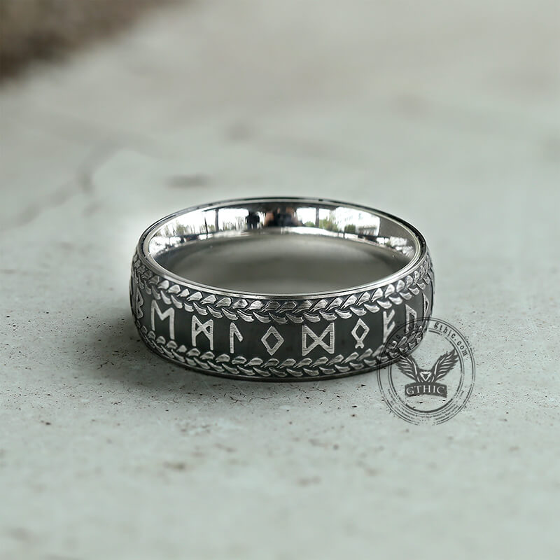 Runes Braided Pattern Stainless Steel Viking Ring | Gthic.com