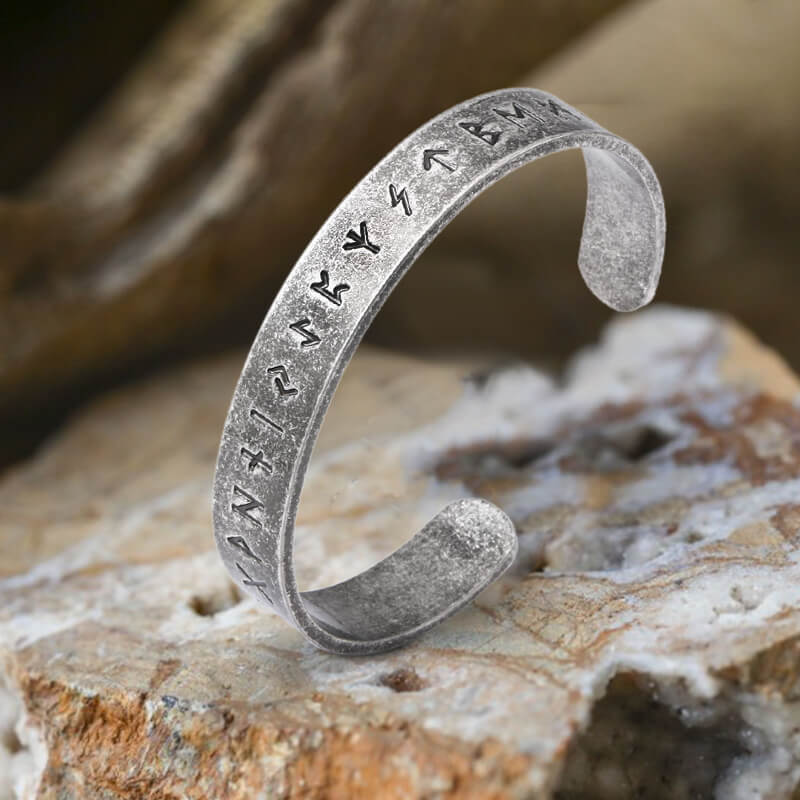 Runes Stainless Steel Viking Cuff Bracelet