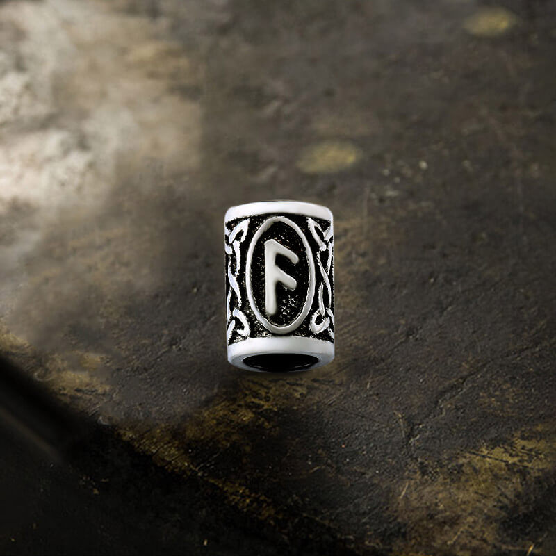 Runes Stainless Steel Viking Hair Bead 03 | Gthic.com