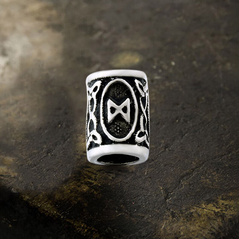 Runes Stainless Steel Viking Hair Bead 06 | Gthic.com