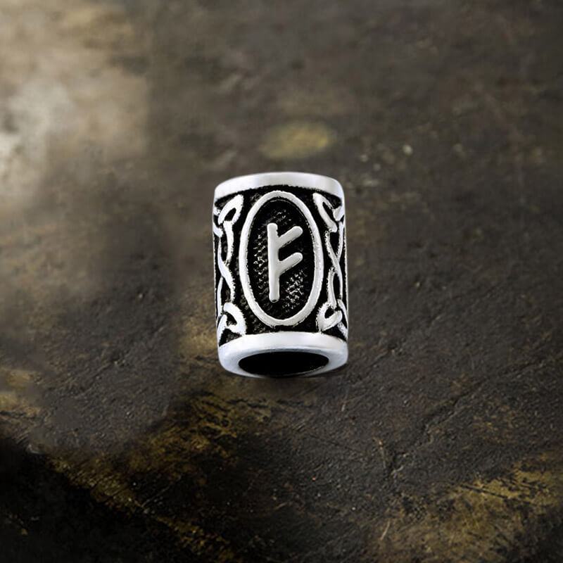 Runes Stainless Steel Viking Hair Bead 08 | Gthic.com