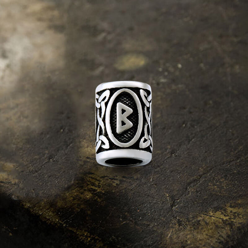 Runes Stainless Steel Viking Hair Bead 04 | Gthic.com
