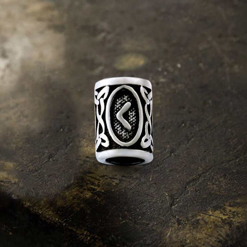 Runes Stainless Steel Viking Hair Bead 05 | Gthic.com