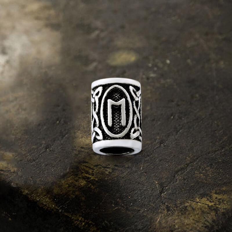 Runes Stainless Steel Viking Hair Bead 07 | Gthic.com