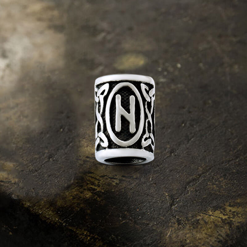 Runes Stainless Steel Viking Hair Bead 10 | Gthic.com