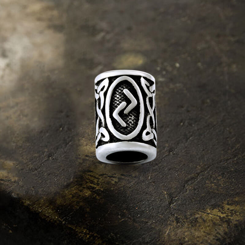 Runes Stainless Steel Viking Hair Bead 12 | Gthic.com