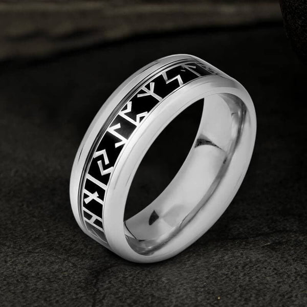 Runic Circle Stainless Steel Viking Ring 01 | Gthic.com