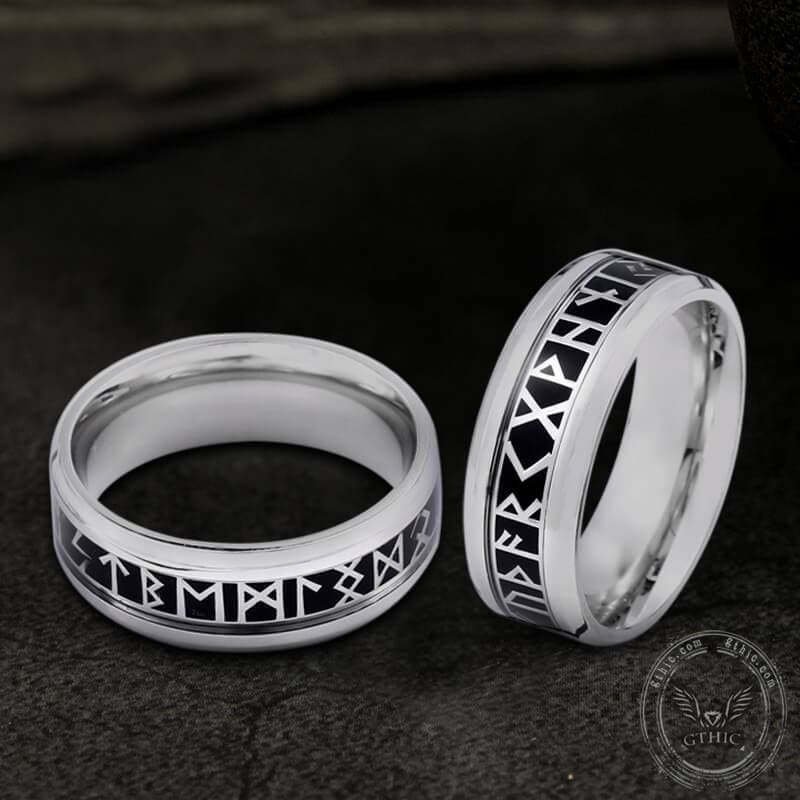 Runic Circle Stainless Steel Viking Ring