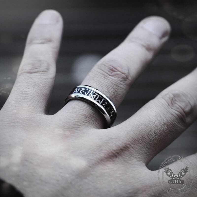 Runic Circle Stainless Steel Viking Ring