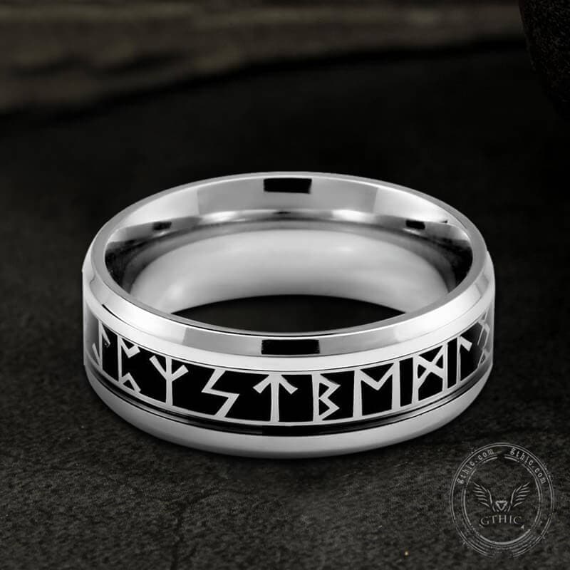 Runic Circle Stainless Steel Viking Ring 03 | Gthic.com