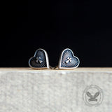 Sacred Heart Cross Sterling Silver Stud Earrings | Gthic.com