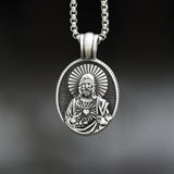 Sacred Heart of Jesus Pure Tin Necklace 01 | Gthic.com