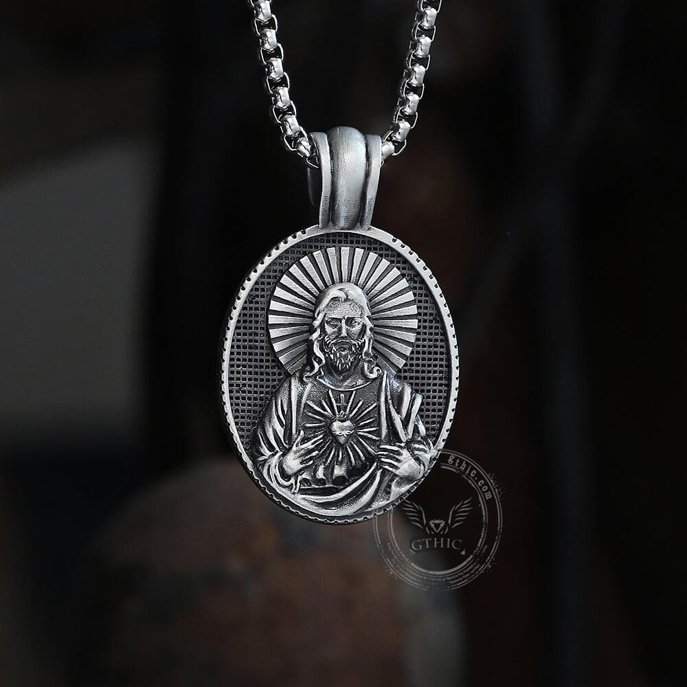 Sacred Heart of Jesus Pure Tin Necklace 03 | Gthic.com