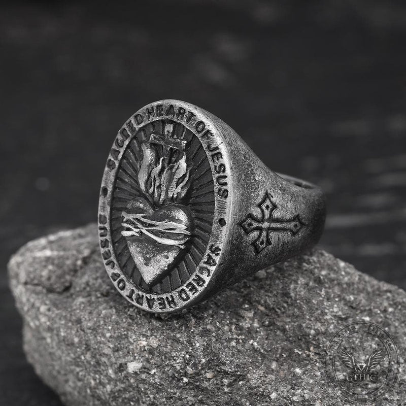 Sacred Heart of Jesus Stainless Steel Ring | Gthic.com