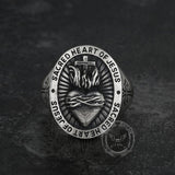 Sacred Heart of Jesus Sterling Sliver Ring 03 | Gthic.com