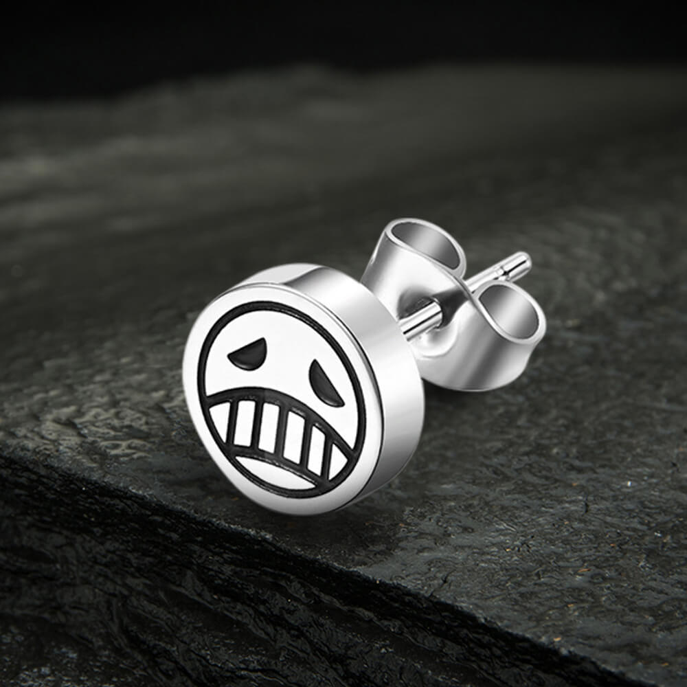 Sad Smiley Face Stainless Steel Stud Earrings 03 | Gthic.com