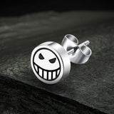 Sad Smiley Face Stainless Steel Stud Earrings 04 | Gthic.com