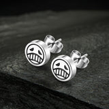 Sad Smiley Face Stainless Steel Stud Earrings 01 | Gthic.com