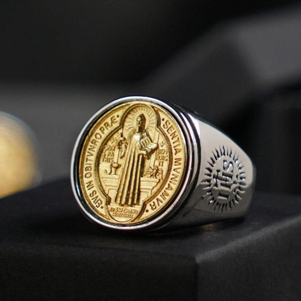 Saint Benedict Medal Stainless Steel Cross 01 | Gthic.com Ring