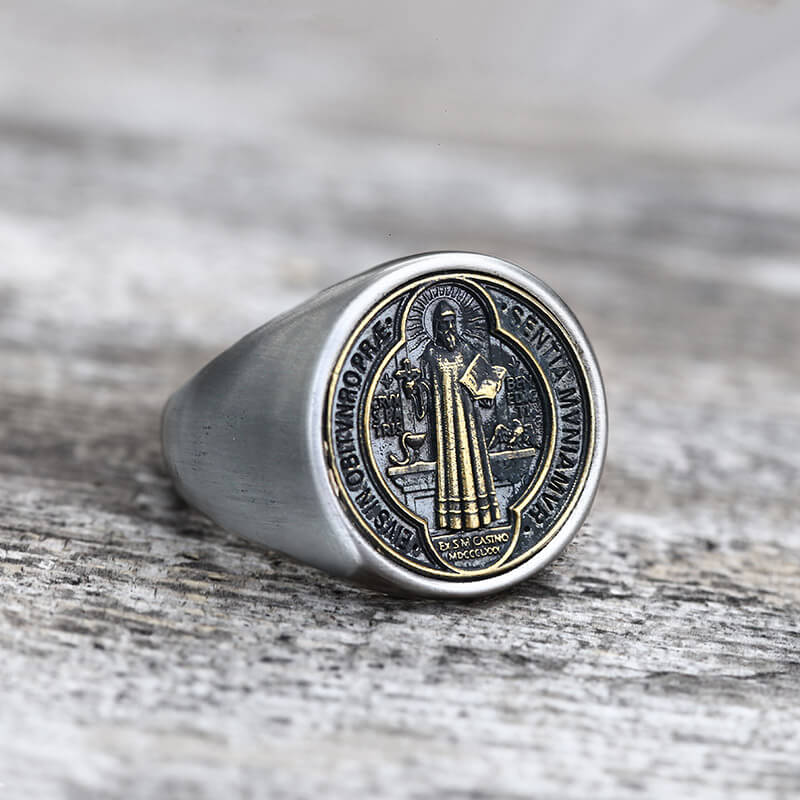 Saint Benedict Stainless Steel Ring | Gthic.com