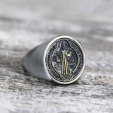 Saint Benedict Stainless Steel Ring | Gthic.com