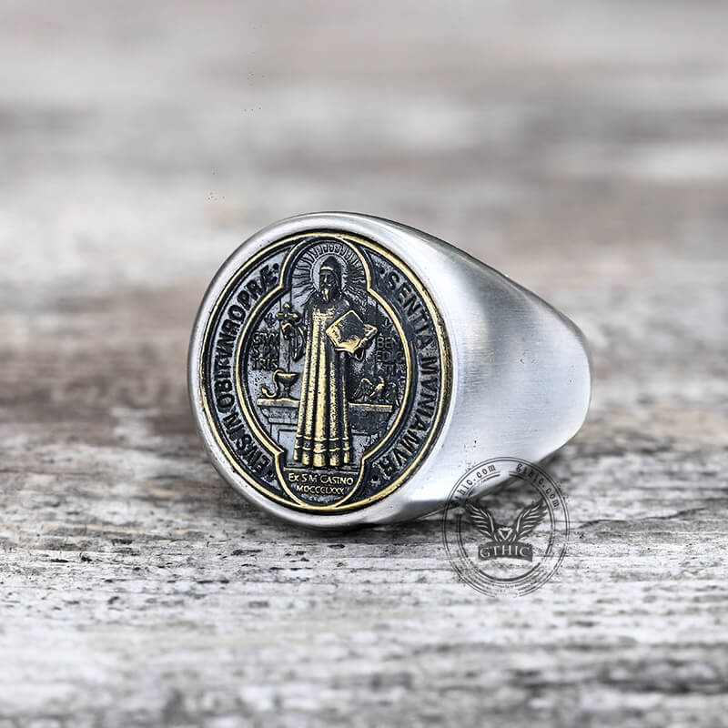 Saint Benedict Stainless Steel Ring | Gthic.com