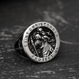Saint Christopher Protect Us Stainless Steel Cross Ring | Gthic.com