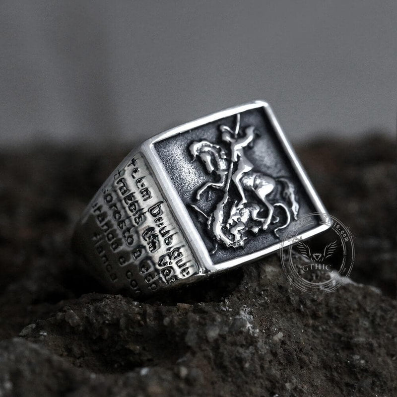 Saint George and the Dragon Stainless Steel Ring