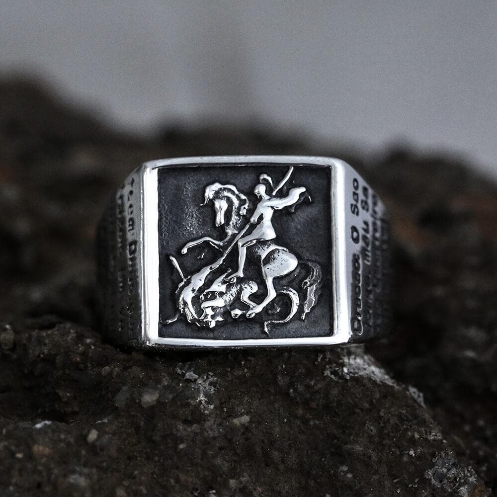 Saint George and the Dragon Stainless Steel Ring