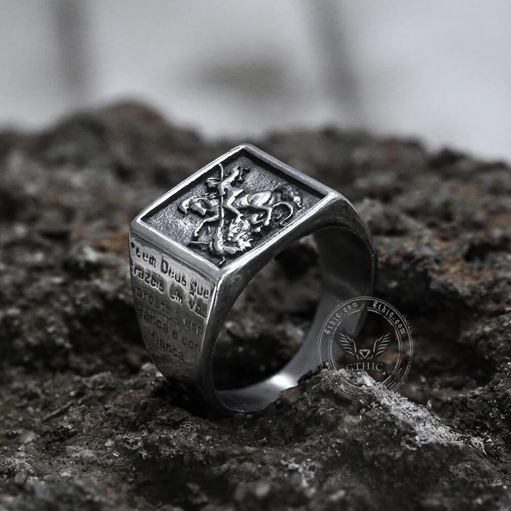 Saint George and the Dragon Stainless Steel Ring