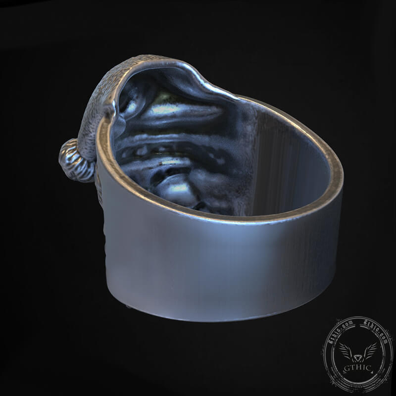 Santa Claus Skull Sterling Silver Ring | Gthic.com
