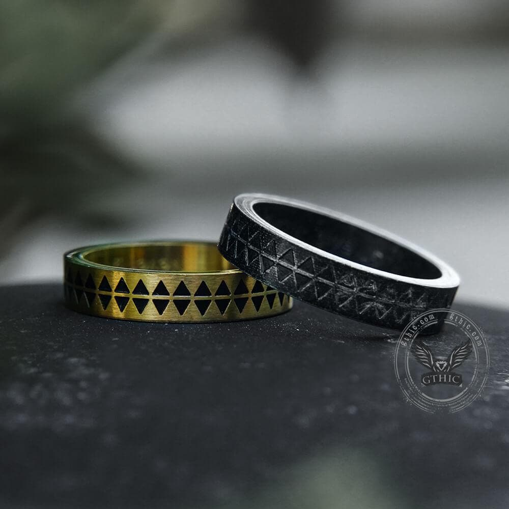 Sawtooth Pattern Stainless Steel Ring 02 | Gthic.com