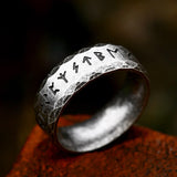 Scaled Pattern Runes Stainless Steel Viking Ring | Gthic.com