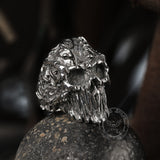 Scar Crack Stainless Steel Skull Ring 03 | Gthic.com