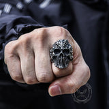 Scar Crack Stainless Steel Skull Ring 02 | Gthic.com