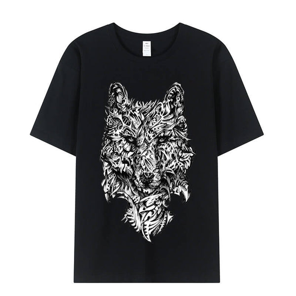 Scary Wolf Cotton T-shirt01 | Gthic.com