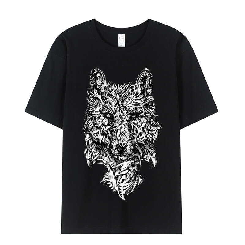Scary Wolf Cotton T-shirt01 | Gthic.com