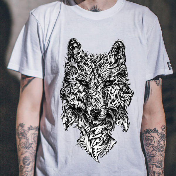 Scary Wolf Cotton T-shirt02 | Gthic.com