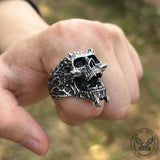 Screaming Demon Skull Sterling Silver Ring