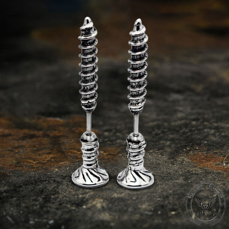 Screw Stainless Steel Stud Earrings | Gthic.com