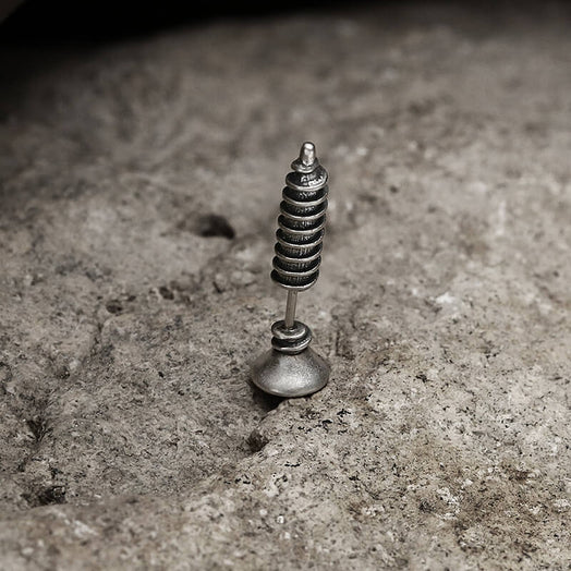Screw Sterling Silver Punk Stud Earrings