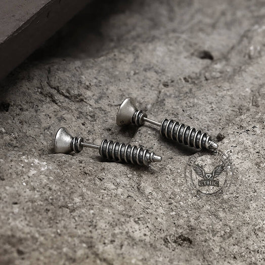 Screw Sterling Silver Punk Stud Earrings